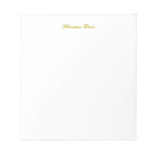 Kalligrafie Elegant Gold Weiß Schlicht Einfacher N Notizblock