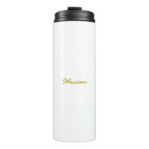 Kalligrafie Elegant Gold Weiß Schlicht Einfacher N Thermosbecher