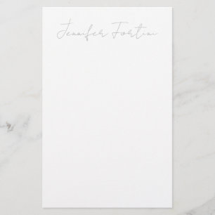 Kalligrafie Elegant Grau & Weiß Schlicht Einfach Briefpapier