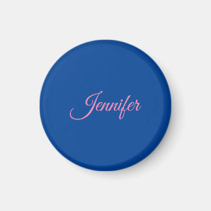 Kalligrafie Elegant Rosa Blau Benutzerdefinierter Magnet