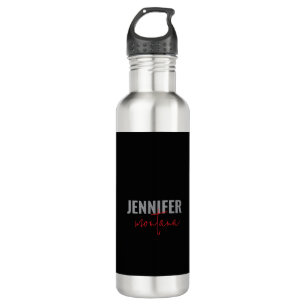 Kalligrafie Elegant Schlicht Name hinzufügen Edelstahlflasche