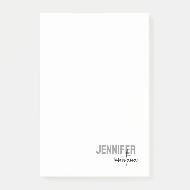 Kalligrafie Elegant Schlicht Name hinzufügen Post-it Klebezettel (Vorderseite)