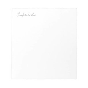 Kalligrafie Elegant Schwarz & Weiß Schlicht Einfac Notizblock