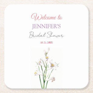 Kalligrafie Elegante Florale Willkommens-Brautpart Rechteckiger Pappuntersetzer