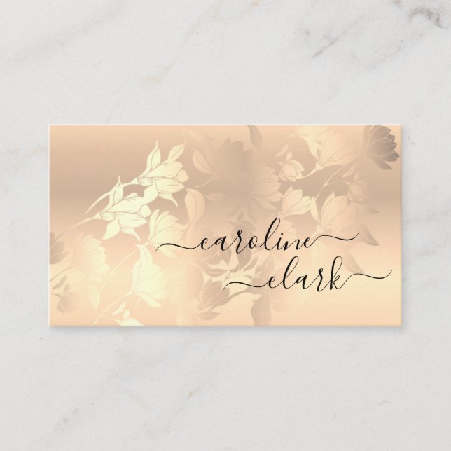 Kalligrafie Elegante Moderne Rose Gold Schwarze Bl Visitenkarte (Vorderseite)