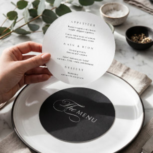 Kalligrafie Eleganter Kreis Schwarzes Hochzeitsmen Menükarte