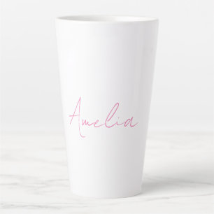 Kalligrafie Eleganter Rosa Weißer Individuelle Nam Milchtasse