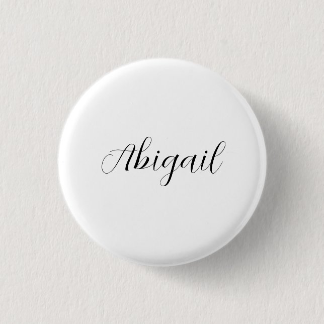 Kalligrafie Eleganter Schwarz-weißer Schlichter Na Button (Vorderseite)
