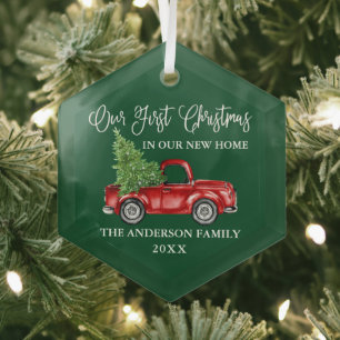 Kalligrafie Erste Weihnachtsfeier New Zuhause Truc Ornament Aus Glas