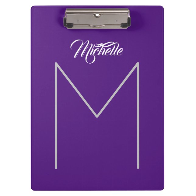 Kalligrafie Fett Monogrammname Moderner Minimalist Klemmbrett (Vorderseite)