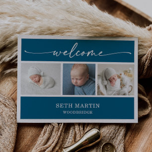 Kalligrafie-Foto-Collage-Baby-Ankündigungskarte Einladung