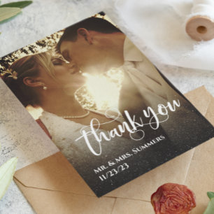Kalligrafie Foto Hochzeit Danke Ombre Budget  Mitteilungskarte