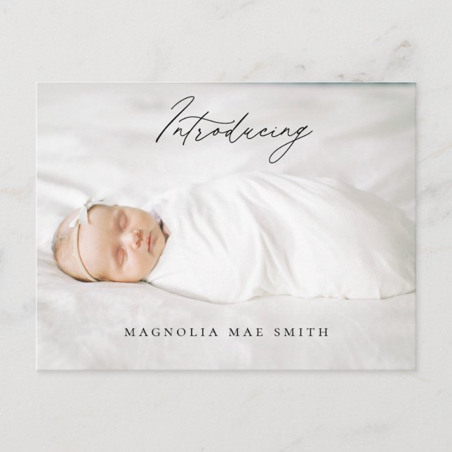 Kalligrafie Geburtsdatum Foto Postkarte (Vorderseite)