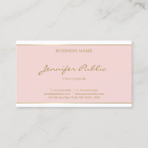 Kalligrafie Gold Name Script Rosa Elegant Visitenkarte