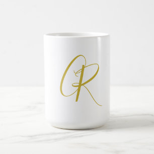 Kalligrafie Goldfarbene Monogramm Moderne Minimali Kaffeetasse