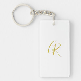 Kalligrafie Goldfarbene Monogramm Moderne Minimali Schlüsselanhänger