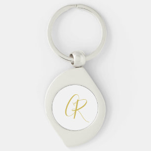 Kalligrafie Goldfarbene Monogramm Moderne Minimali Schlüsselanhänger