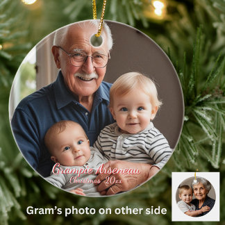 Kalligrafie Großeltern Foto Weiß Personalisieren Keramik Ornament