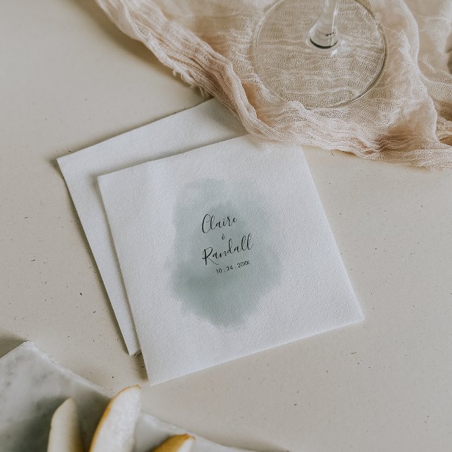 Kalligrafie Grün und Weiße Hochzeit Napkins Serviette (Von Creator hochgeladen)