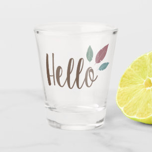 Kalligrafie Hallo Boho Federn Schnapsglas