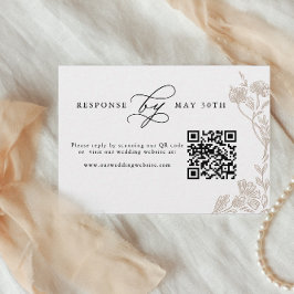 Kalligrafie Handgezeichnete Blumenhochzeit QR Code RSVP Karte