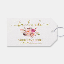 Kalligrafie Handmade Watercolor Pink Floral Gold