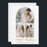 Kalligrafie Herz 3 Foto Arch Weihnachtszeit Gold Feiertagskarte<br><div class="desc">Moderne Kalligraphie Herzklopfen Weihnachten 3 Foto Arch Holiday Card - Goldener Text</div>