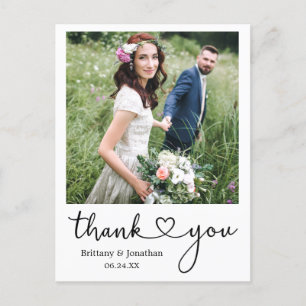 Kalligrafie Herz Danke Hochzeitsfoto Postkarte