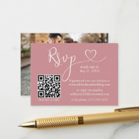 Kalligrafie Herz Foto Hochzeit Dusty Rose QR UAWG