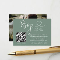 Kalligrafie Herz Foto Hochzeitssage Grün QR UAWG