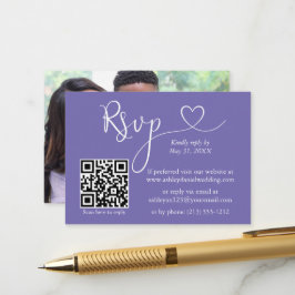 Kalligrafie Herz Foto Wedding Periwinkle QR UAWG Begleitkarte