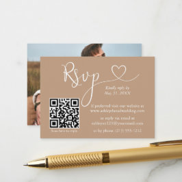 Kalligrafie Herz Foto Wedding Taupe QR UAWG Begleitkarte