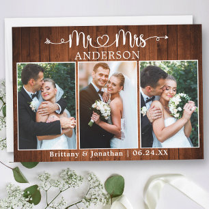 Kalligrafie Herz Herr Frau 3 Foto Hochzeit Holz Dankeskarte