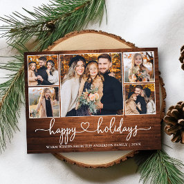 Kalligrafie Herz Holz Happy Holidays 5 Foto Postkarte