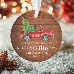 Kalligrafie Herz Rustikale erste Weihnachten Roter Ornament