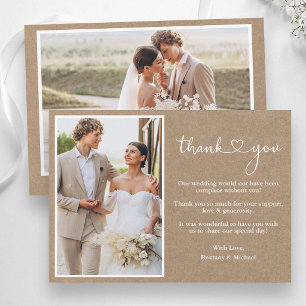 Kalligrafie Herz Rustikale Kraft Hochzeit 2 Foto Dankeskarte