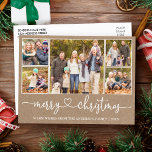 Kalligrafie Herz Weihnachten Kraft 5 Foto Urlaub Postkarte<br><div class="desc">Moderne Kalligrafie Herzschrift Mercury Christmas Kraft 5 Foto Holiday Postcard</div>