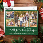 Kalligrafie Herzlich Weihnachten 5 Foto Grüner Url Postkarte<br><div class="desc">Moderne Kalligraphie Herzensschrift Frohe Weihnachten 5 Foto Weihnachtskarte - Grün</div>