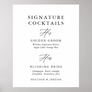 Kalligrafie Hochzeit Unterschrift Cocktail Bar Sch Poster