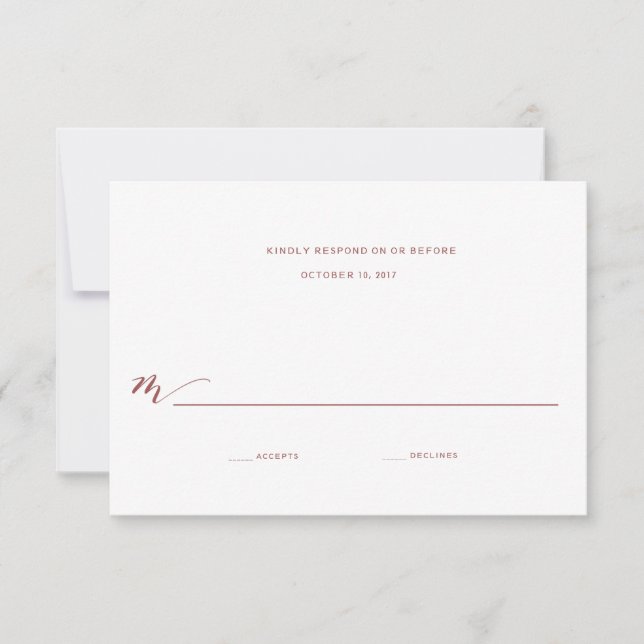 Kalligrafie-Hochzeitsantwort | Burgundy Marsala RSVP Karte (Vorderseite)