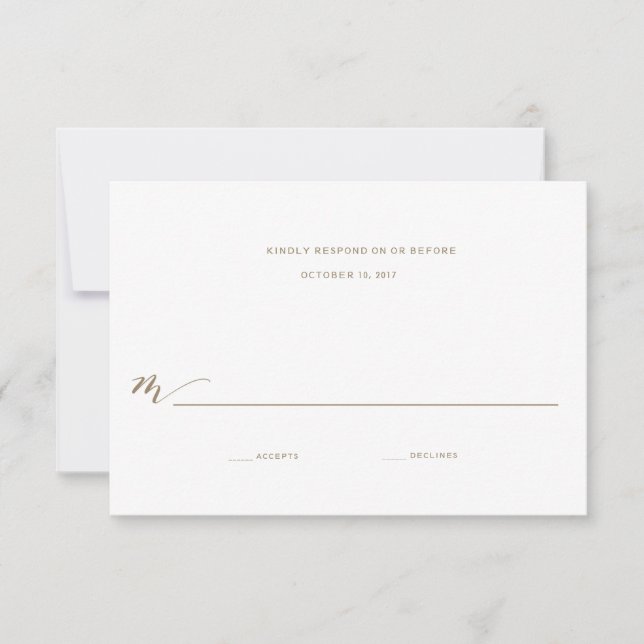 Kalligrafie-Hochzeitsantwort | Gold RSVP Karte (Vorderseite)