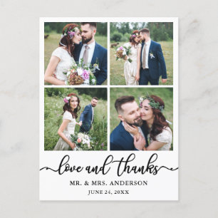 Kalligrafie-Hochzeitscollage 4 Foto Danke Postkarte