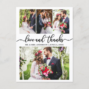 Kalligrafie-Hochzeitscollage Liebe Danke 4 Foto Postkarte