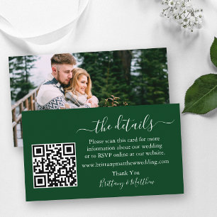 Kalligrafie Hochzeitsdetails Website QR Foto Grün Begleitkarte