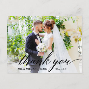 Kalligrafie-Hochzeitsfoto Braut Bräutigam Dankesch Postkarte