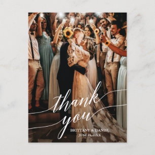 Kalligrafie-Hochzeitsfoto-Schrift-Overlay Danke Postkarte