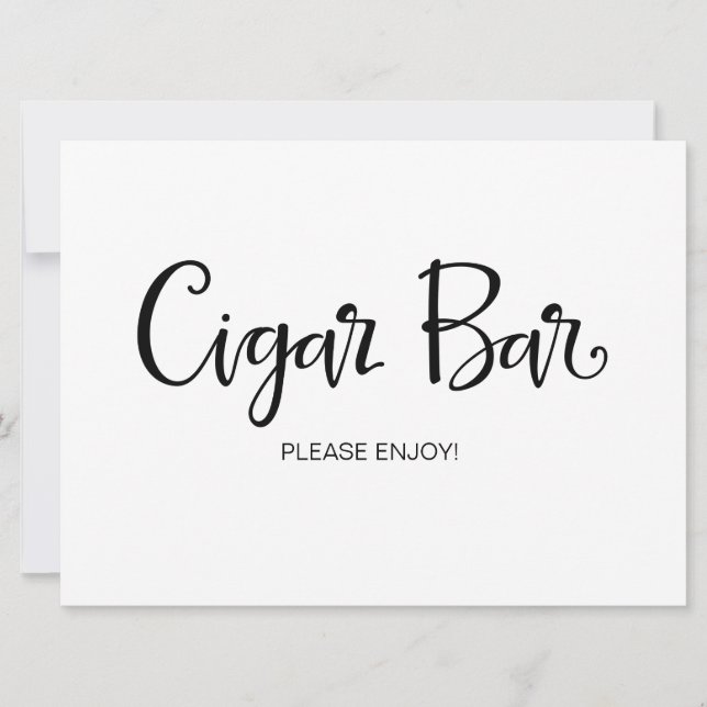 Kalligrafie | Hochzeitszeichen "Cigar Bar" Einladung (Vorderseite)
