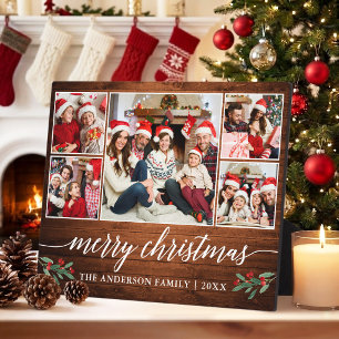 Kalligrafie-Holz-Druck 5 Foto Familien-Weihnachten Fotoplatte
