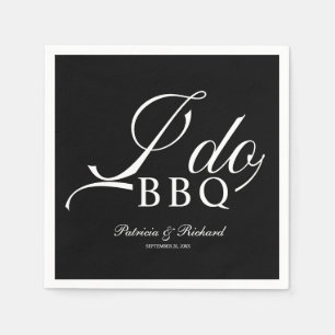 Kalligrafie I Do BBQ Verlobungsfeier Schwarz Serviette