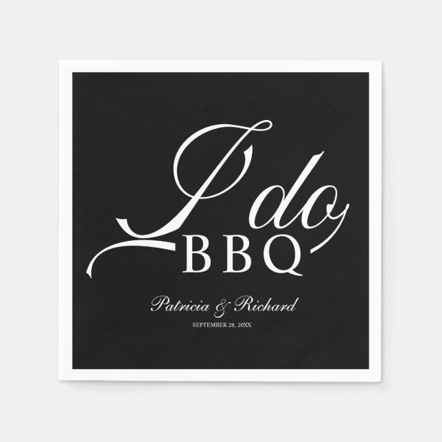 Kalligrafie Ich tue GRILLEN Engagement Party Black Serviette (Vorderseite)